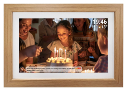 Denver 15,6” digitální Wi-Fi fotorámeček s přední stranou z dubového dřeva
