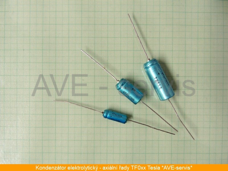 TF010 kondenzátor elektrolyt.axiál Tesla 40V série