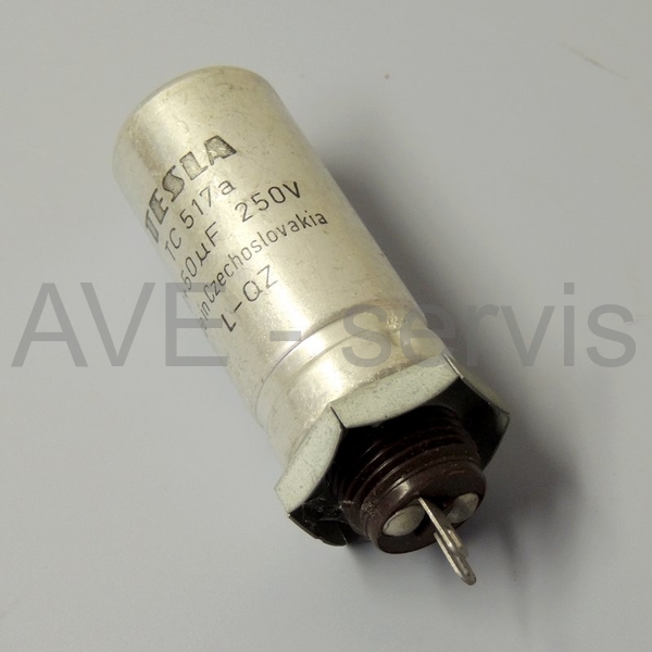 TC517a kondenzátor elektrolyt. 2x50uF/250V Tesla - NOS