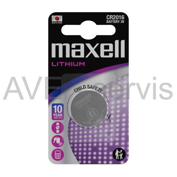 Baterie Lithiová mincová CR2016 Maxell 3V