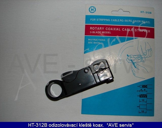 HT-312B odizolovávač koaxiálního kabelu (RG-58,59 a 62)