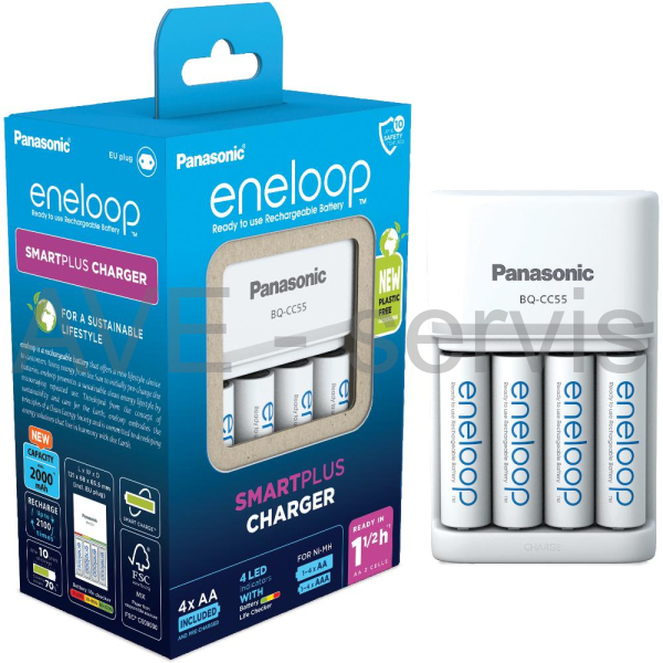 Nabíječka pro 1-4 NiMh AA/AAA baterií včetně 4xAku eneloop