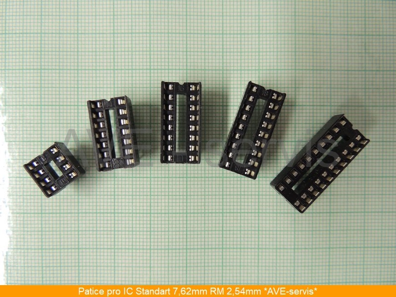 Patice pro IC DIL standart 2,54mm, rozteč 7,62mm