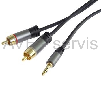 AUDIO propojovací kabel HQ 3,5mm Jack ST - 2xCINCH vidlice, Gold