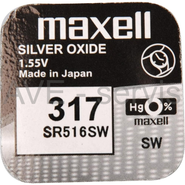 Baterie hodinková 317/SR516SW/V317 maxell Silver Oxid 1,55V