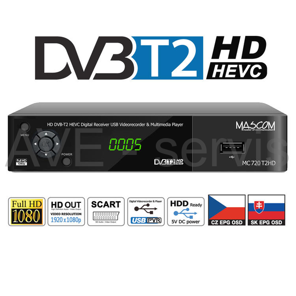 MC750T2 HD Mascom receiver DVB-T2