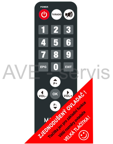 Dálkový ovladač DVB-T2 přijímače Mascom MC720T2HD senior