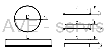 Řemínky čtvercové s průřezem 1,2x1,2mm v průměrech  18-49mm