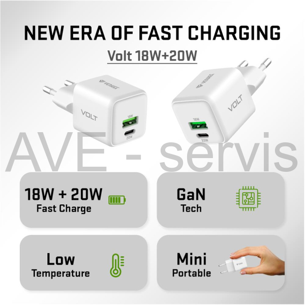 YAC G38 VOLT Nabíječka 18+20W GaN YENKEE