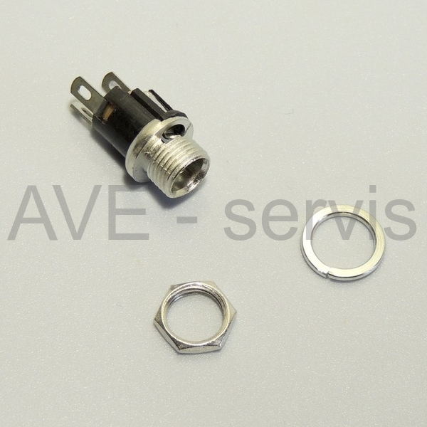 Zásuvka DC 5,5x2,1mm panelová kovová se závitem