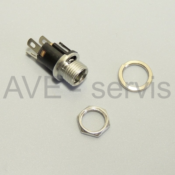 Zásuvka DC 5,5x2,5mm panelová kovová se závitem